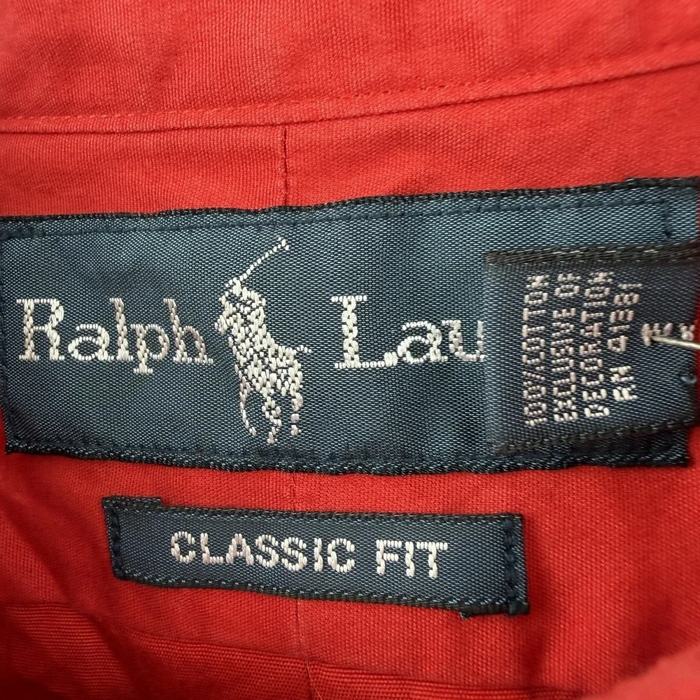 Ralph Lauren Shirt Mens Large Red Long Sleeve Button Down Pony Logo Classic Fit